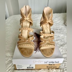 Gorgeous strappy nude wedge